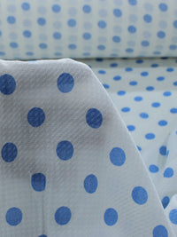 Tecido Viscose Maquinetada Poá Azul e Branco