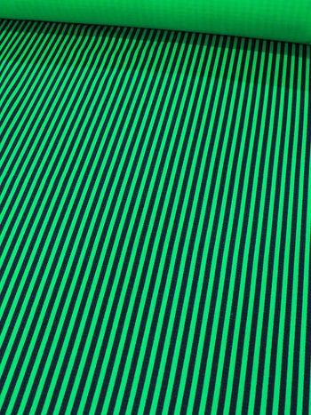 Tecido Linho Misto de Algodão Listras Verde Bandeira e Preto