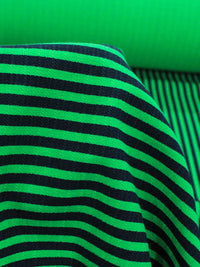 Tecido Linho Misto de Algodão Listras Verde Bandeira e Preto