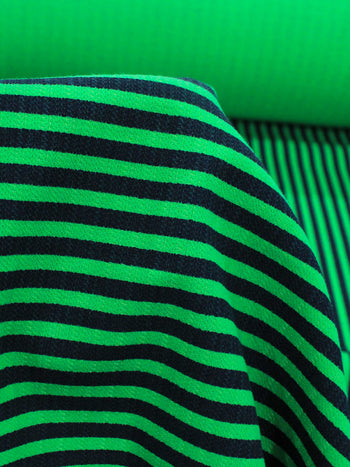 Tecido Linho Misto de Algodão Listras Verde Bandeira e Preto