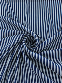 Tecido Viscose Mista Maquinetada Listras Azul Marinho e Branco