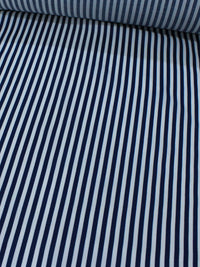 Tecido Viscose Mista Maquinetada Listras Azul Marinho e Branco