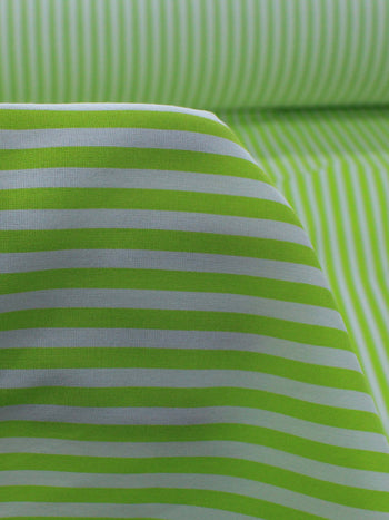 Tecido Viscose Mista com Elastano Listras Verde e Branco