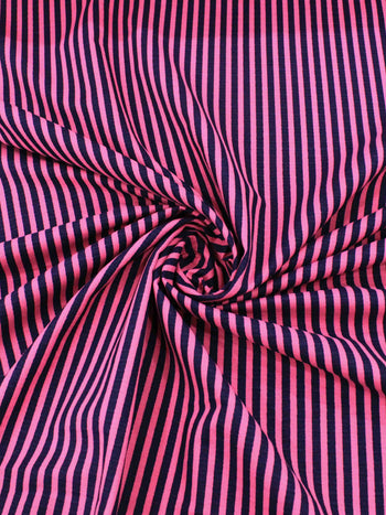 Tecido Linho Misto de Algodão Listras Pink e Azul Marinho