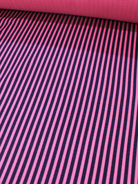 Tecido Linho Misto de Algodão Listras Pink e Azul Marinho