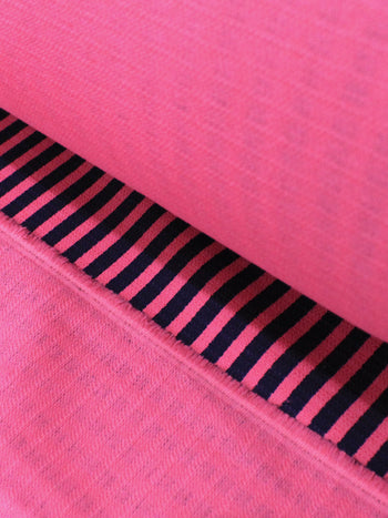 Tecido Linho Misto de Algodão Listras Pink e Azul Marinho