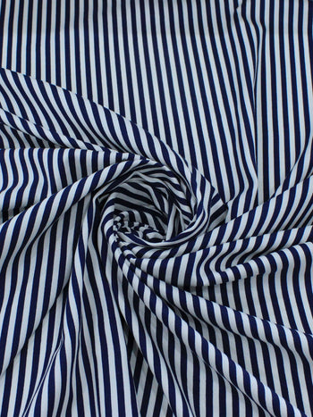 Tecido Alfaiataria de Viscose Listras Azul Marinho e Branco