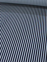 Tecido Alfaiataria de Viscose Listras Azul Marinho e Branco