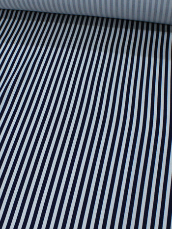 Tecido Alfaiataria de Viscose Listras Azul Marinho e Branco