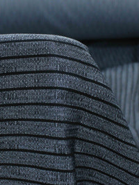 Tecido Viscose Mista Maquinetada Listras Cinza e Preto