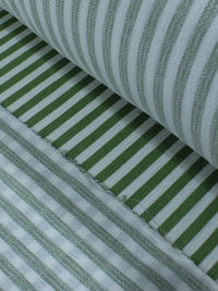Tecido Viscose Mista Casca de Árvore Listra Verde Oliva e Branco