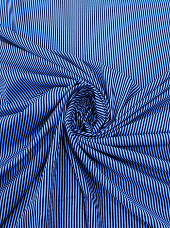 Tecido Viscose Mista Maquinetada Micro Listras Azul Marinho e Azul