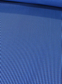 Tecido Viscose Mista Maquinetada Micro Listras Azul Marinho e Azul