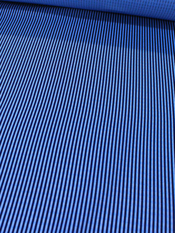 Tecido Viscose Mista Maquinetada Micro Listras Azul Marinho e Azul