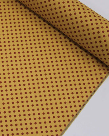 Tecido Linho Misto Micro Poá Vermelho e Ocre