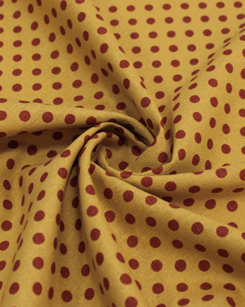 Tecido Linho Misto Micro Poá Vermelho e Ocre
