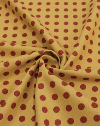 Tecido Linho Misto Poá Vermelho e Ocre