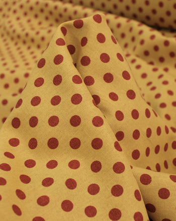 Tecido Linho Misto Poá Vermelho e Ocre