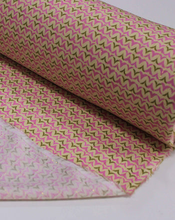 Tecido Viscose com Lurex Micro Estampa Verde, Rosa e Creme