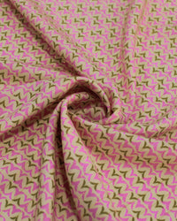 Tecido Viscose com Lurex Micro Estampa Verde, Rosa e Creme