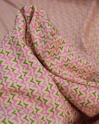 Tecido Viscose com Lurex Micro Estampa Verde, Rosa e Creme