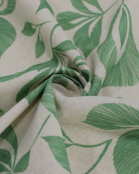 Tecido Linho Misto Estampa Floral Verde Menta e Cru