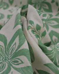 Tecido Linho Misto Estampa Floral Verde Menta e Cru