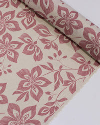 Tecido Linho Misto Estampa Floral Rosa Chá e Cru