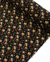 Tecido Viscose Texturizada Micro Tapete Floral Colorido e Preto