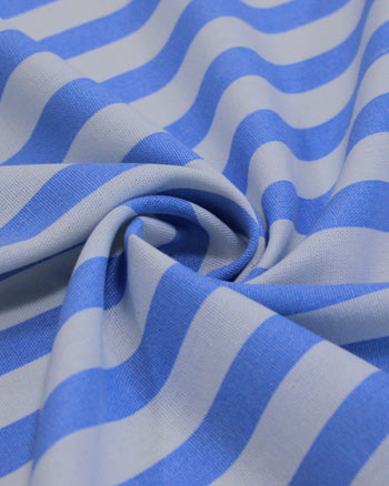 Tecido Linho Misto Estampado Listrado Azul e Branco