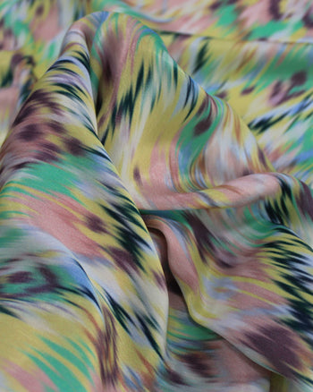 Tecido Crepe Silk Italiano Tie Dye Desfocado Tons Pastéis