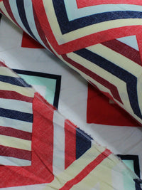 Tecido Viscose Estampa Chevron Etnico Amarelo Vermelho e Branco
