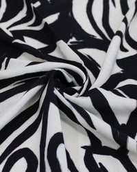 Tecido Viscose Premium Macro Costela de Adão Preto e Offwhie