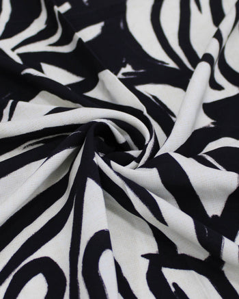 Tecido Viscose Premium Macro Costela de Adão Preto e Offwhie