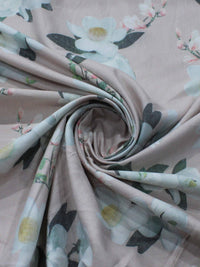 Tecido Sarja Mista com Elastano Flores Brancas e Rosa