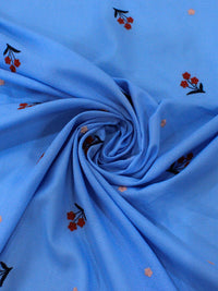 Tecido Cambraia de Algodão Bordada Flores Vermelha e Azul