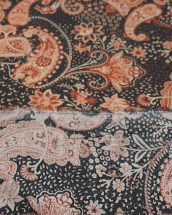 Tecido Viscose Macro Cashmere Preto e Tons Terrosos