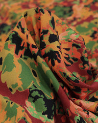 Tecido Crepe de Viscose Italiano Estampa Floral Abstrata Tons Quentes