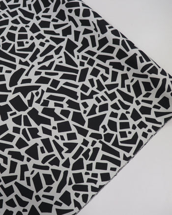 Tecido Microfibra Italiano Dupla Face Animal Print Geométrico P/B