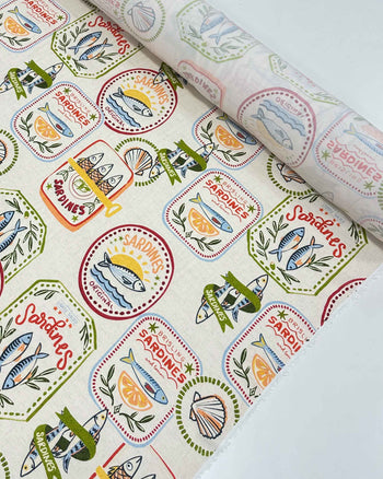 Tecido Viscose Premium Sardine Multi Estampa Colorido e Cru