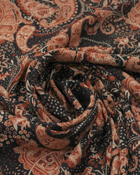 Tecido Viscose Macro Cashmere Preto e Tons Terrosos