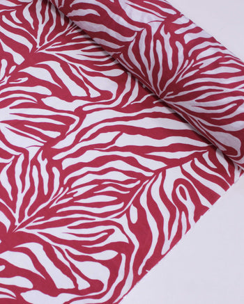Tecido Viscose Mista com Poliamida Grosso Estampa Abstrata Rosa e Branco