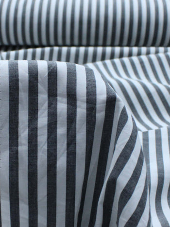 Tecido Tricoline Mista com Elastano Listras Preto e Branco