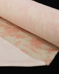 Tecido Viscose Premium Toile de Jouy Rosé e Creme