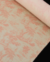 Tecido Viscose Premium Toile de Jouy Rosé e Creme