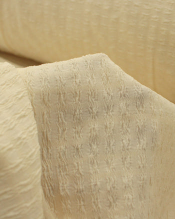 Tecido Crepe Enrugado com Elastano Creme