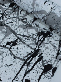 Tecido Crepe Italiano Respingos Abstratos Preto e Cinza