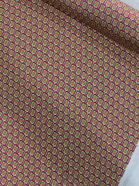 Tecido Crepe Silk Italiano Micro Geométrico Rosa e Bege