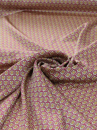 Tecido Crepe Silk Italiano Micro Geométrico Rosa e Bege