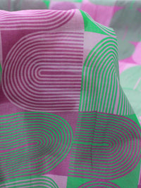 Tecido Crepe Chiffon Italiano Formas Verde e Rosa